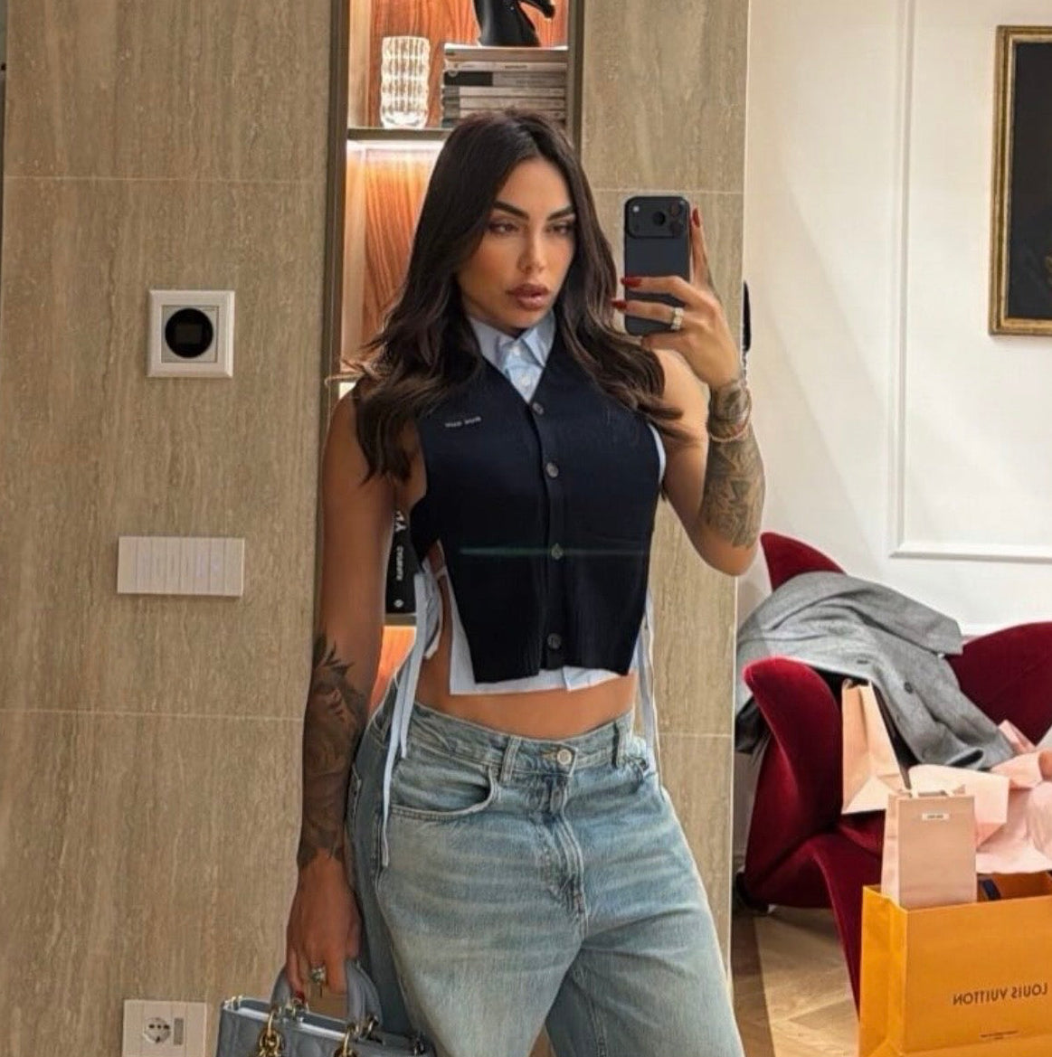 Miu Miu Set Chaleco y Camisa